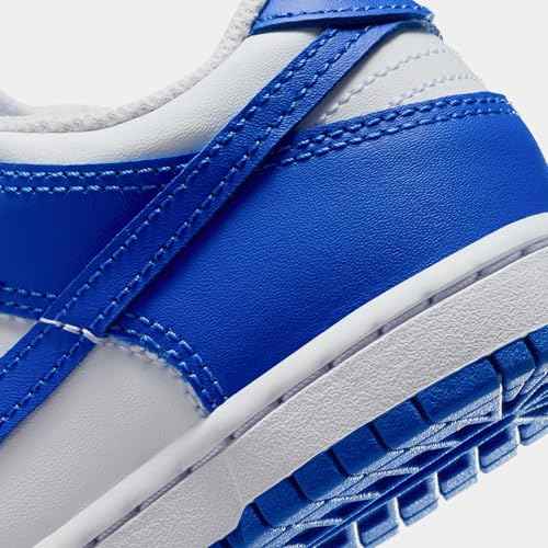 Dunk Low Preschool Basketball Shoes (White/Hyper Royal/Hyper Royal) (FB9108-131, Blue/White)