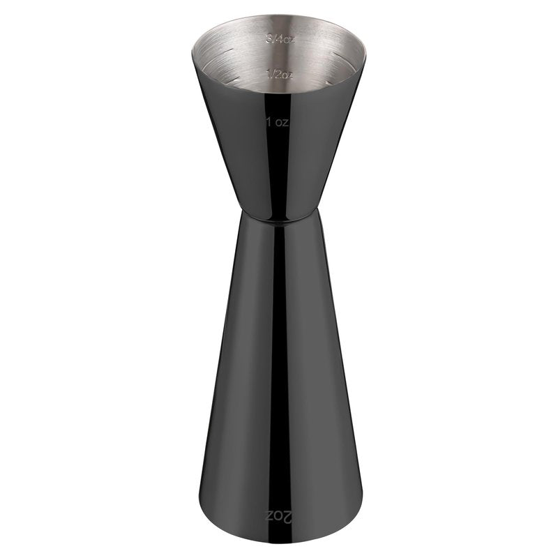 Briout Jigger for Bartending, Double Cocktail Jigger Japanese Premium 304 Food Grade Stainless Steel Jigger 2 OZ 1 OZ with Measurements Inside, Flat Edge Black