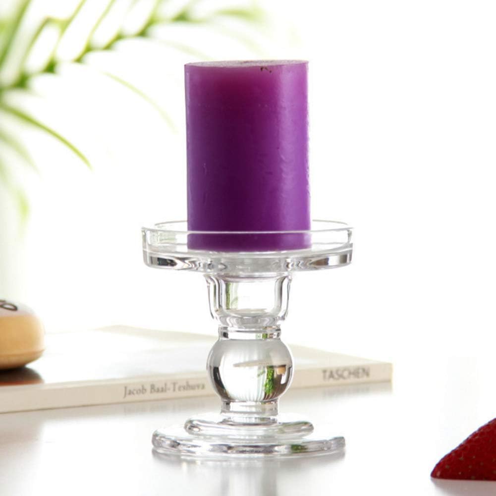 Teensery Glass Candle Holder - Clear Pillar Stand for Home & Wedding Decor | 3.5" Height