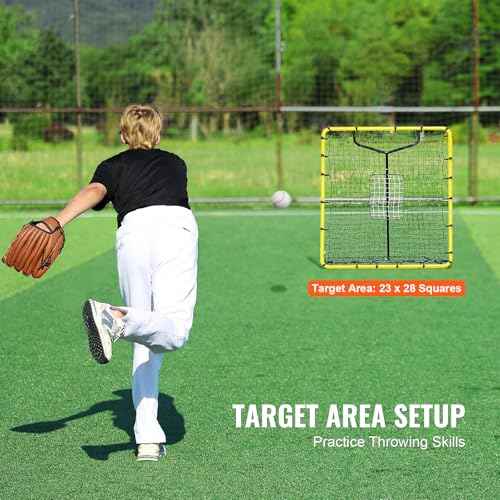 VEVOR Baseball and Softball Rebounder Net, PitchBack Baseball Pitching Nest, 3-Way Baseball, Softball Pitchback Net, Fielding Trainer, Bounce Back Net for Fielding/Throwing Practice