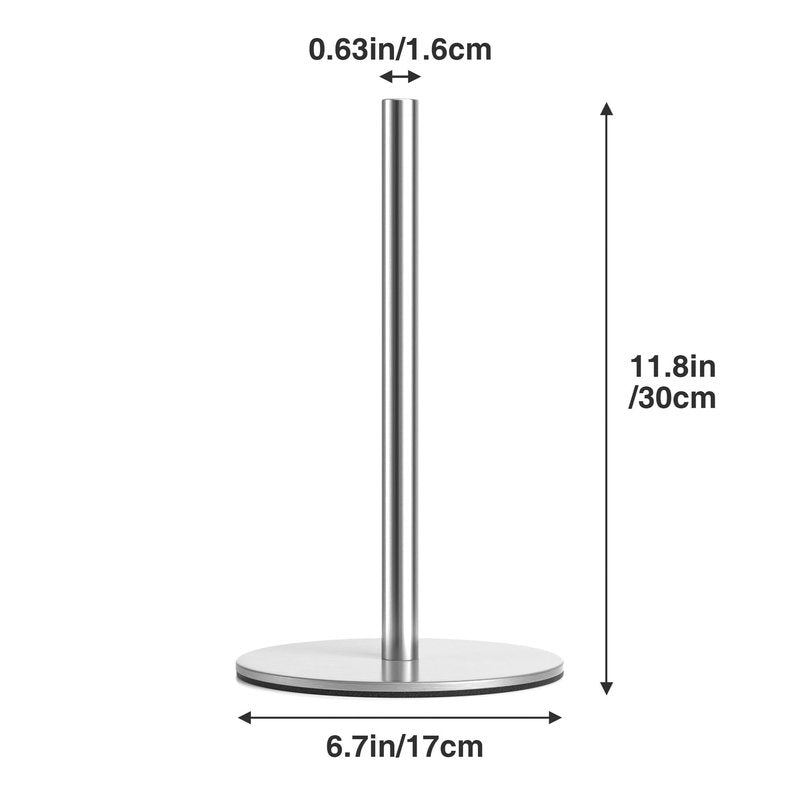 Silver Paper Towel Holder Free-Standing, Premium Stainless Steel Paper Rolls Organizer, Classic Fashion Kitchen Roll Dispenser