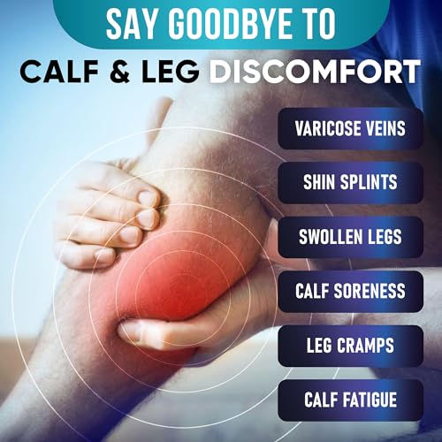 Calf Compression Sleeves for Men and Women - Footless Compression Socks Support for Varicose Vein, Nursing, Pregnancy, Running - PhysFlex Leg Sleeve Brace for Shin Splints, Pain Relief (Pink, Medium)
