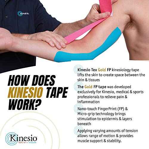 Kinesio Taping - Elastic Therapeutic Athletic Tape Tex Gold FP - Black ? 2 in. x 16.4 ft - 6 Pack