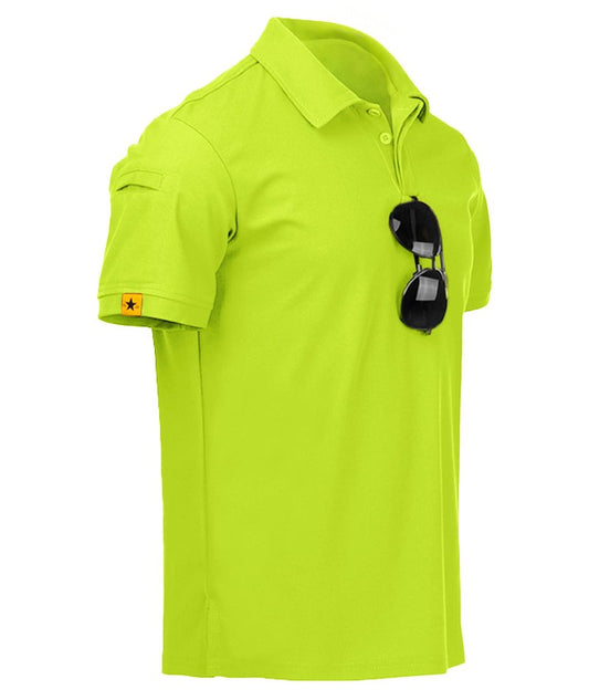 ZITY Mens Polo Shirt Short Sleeve Sports Tactical T-Shirt Athletic Golf Polos Daily Casual Stylish Collared Shirts for Men Lemon Green 4X-Large