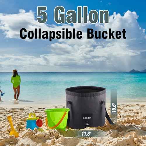 Collapsible Bucket with Handle 20L, Multifunctional Folding Water Container for Camping, Hiking, Traveling, Fishing, Laundry, Gardening, Waterproof, Durable, Lightweight