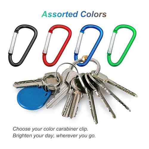 Carabiner Clip Multi Size Pack, Aluminum Carabiner Includes Small 2 Inch Carbineers, Medium 2.3" D Ring Clip, Large 3 Inch Caribiner Heavy Duty for Backpack