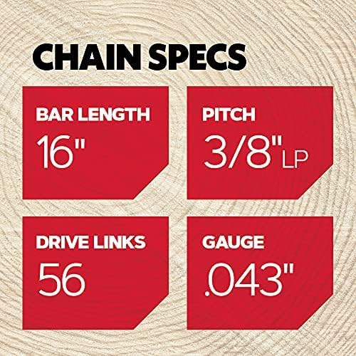 Oregon Chainsaw Chain - 3/8" LP Pitch, .043" Gauge | Low-Kickback Replacement for 16" Bars