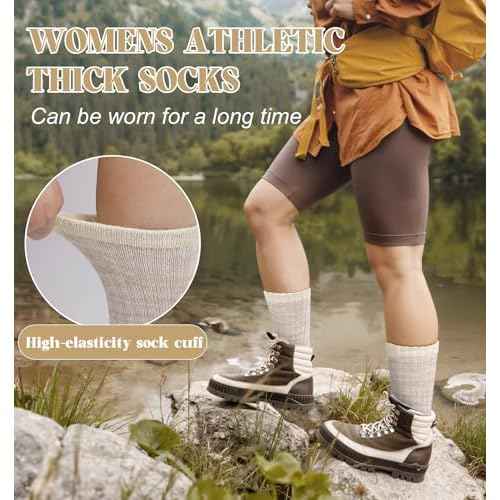 Justay 4 Pairs Merino Wool Socks for Women, Hiking Thermal Warm Winter Cozy Thick Boot Socks for Women Gifts
