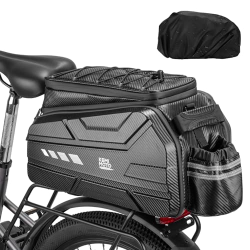 KEMIMOTO Bike Bag 40L EVA Hard Shell, Upgraded Ebike Rear Rack Bag with Waterproof Cover, Bicycle Trunk with Multi-layer Insulation for Commuter Travel Outdoor