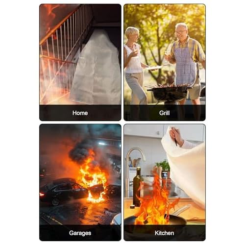 Fire Blanket Emergency for Home and Kitchen, 40" x 40", Fiberglass Suppression Fire Retardant Blankets for Office, Car, Warehouse, Fireplace, Grill Safety (2 Pack)