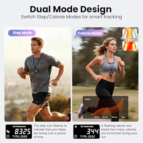 3D Pedometer for Walking, Accurate Step Counter with LCD Display for Step Calorie Tracker Clip-On Wearable Pedometer Daily Activity Data Monitor Rechargeable Portable Fitness Tracker Device
