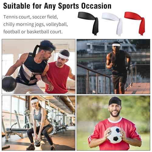 Headband Sports Sweatband, Mabor 3 Pack Adjustable Ninja Headband Karate Tie Back Sweat Wicking Head Band Head Ties for Men Women for Workout Basketball, Running, Tennis, Athletics