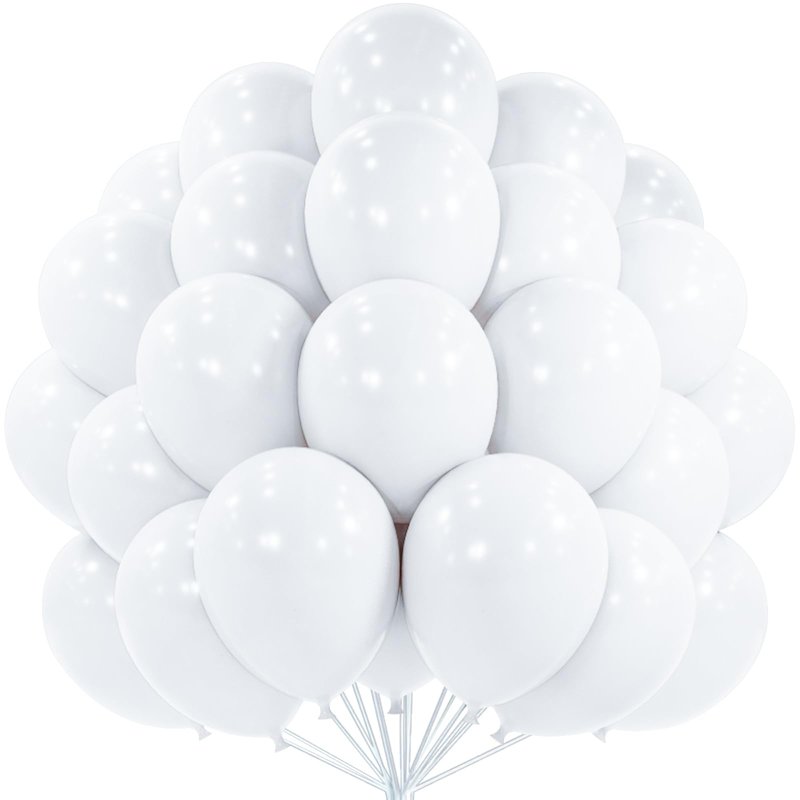 PartyWoo White Balloons 100 pcs 12 Inch Latex Helium Pastel White Balloons for Wedding Baby Shower Birthday Bridal Shower Graduation Engagement Princess Anniversary Party Decorations White-Y13