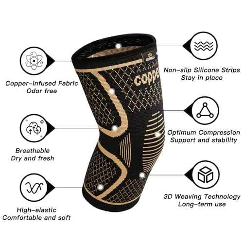 INDEEMAX Copper Knee Brace for Women Men 2 Pack, Knee Compression Sleeve for Knee Pain, Arthritis, Running,Sports and Recovery Support, M