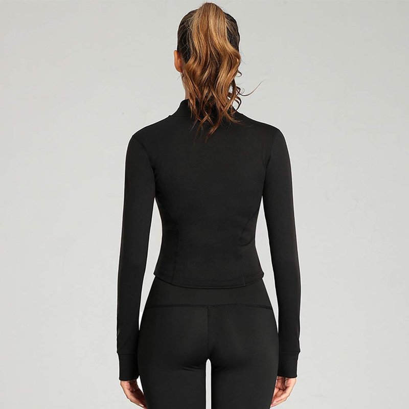 Lviefent Womens Lightweight Full Zip Running Track Jacket Workout Slim Fit Yoga Sportwear with Thumb Holes (Black, X-Large)