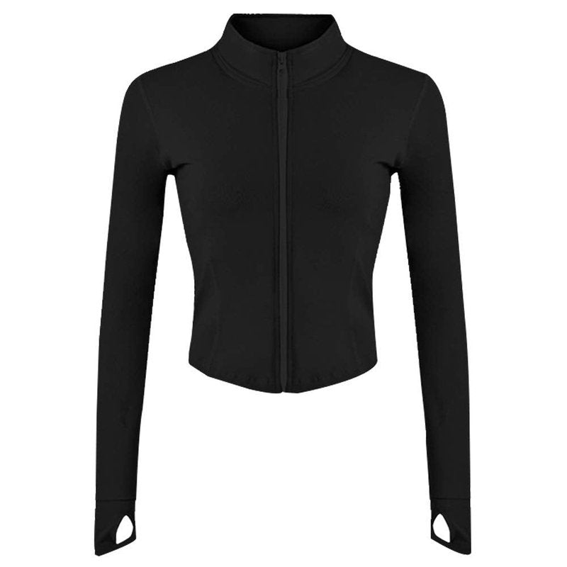 Lviefent Womens Lightweight Full Zip Running Track Jacket Workout Slim Fit Yoga Sportwear with Thumb Holes (Black, X-Large)