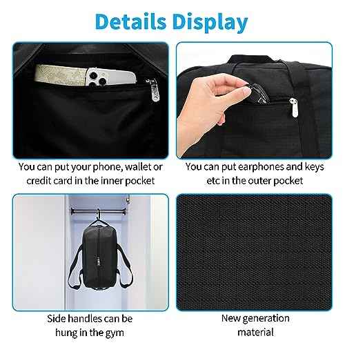 Small Gym Bag 14 inch lightweight Carry On Mini Duffel Bag for Travel Sport - Black