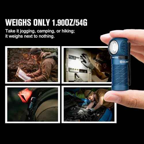 OLIGHT Perun 2 Mini Headlamp 1100 Lumens LED Head Flashlight, Rechargeable Headlight with Red Light Option, Great for Working, Camping(Midnight Blue Cool White)