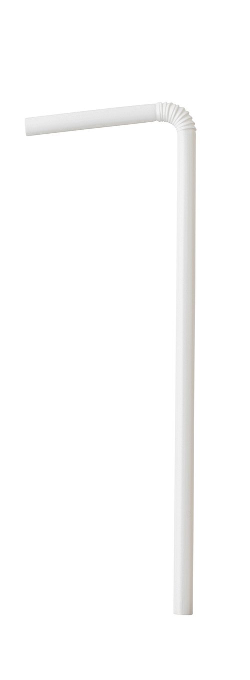 Crystalware Bulk Pack of 380 Flexible Plastic Drinking Straws - White, Individually Wrapped, Food-Safe BPA Free, 7.75 Inches Long (1 Box)