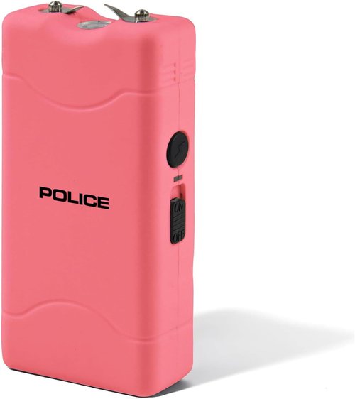 High Voltage Mini Police Stun Gun 800 - Rechargeable Self Defense with LED Flashlight - Compact Personal Security for Women - Pink