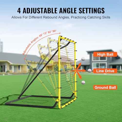 VEVOR Baseball and Softball Rebounder Net, PitchBack Baseball Pitching Nest, 3-Way Baseball, Softball Pitchback Net, Fielding Trainer, Bounce Back Net for Fielding/Throwing Practice