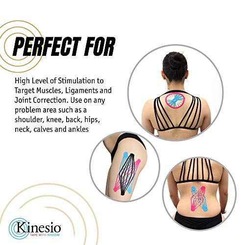 Kinesio Taping - Elastic Therapeutic Athletic Tape Tex Gold FP - Black ? 2 in. x 16.4 ft - 6 Pack
