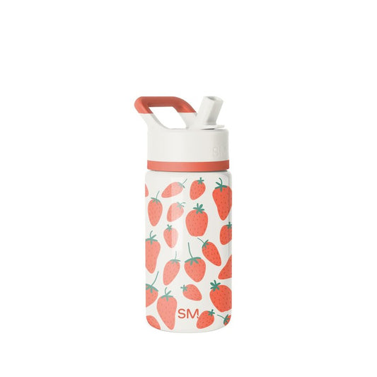 Simple Modern Kids Summit Water Bottle with Straw Lid | 14oz Stainless Steel Cup Insulated Tumbler Tumbler for Girls, School | Strawberries on Cream