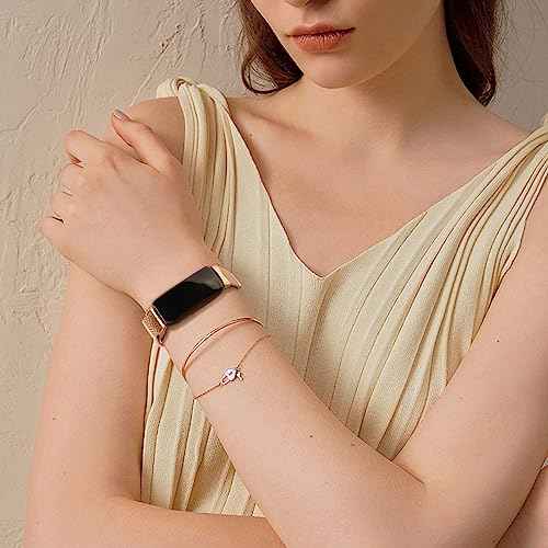 AK Metal Band Compatible with Fitbit Inspire 3 Bands Women Men, Stainless Steel Mesh Loop Replacement Bracelet Strap for Fitbit Inspire 3/2/Inspire HR Fitness Tracker