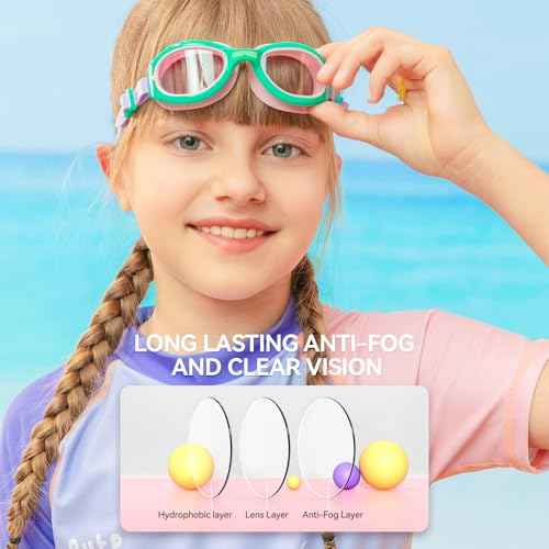 COPOZZ Kids Swim Goggles | Anti-Fog & HD | Comfy 3D Fit | Durable Unisex-Child Swimming Goggles for Boys & Girls Ages 3-14