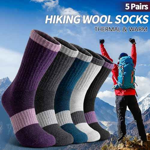 Clothirily Wool Socks for Women, Thermal Warm Womens Merino Wool Hiking Socks, Cozy Cabin Winter Boot Socks for Women