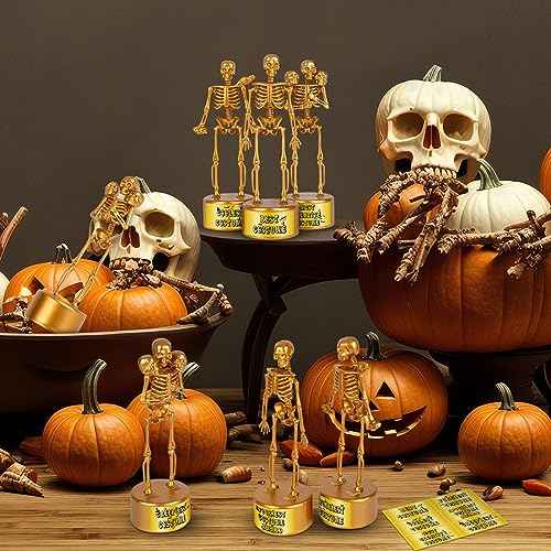 Halloween Trophy Skeleton Trophies for Kids Adults, 6 Pack Halloween Skeleton Funny Trophy Plastic Tropies for Contest Awards, Halloween Party Prizes for Adults Party Supplies