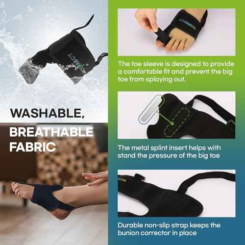 Adjustable Bunion Corrector for Women and Men: Orthopedic Bunion Splint Pain Relief for Day/Night Support (2PC) (Black-1)