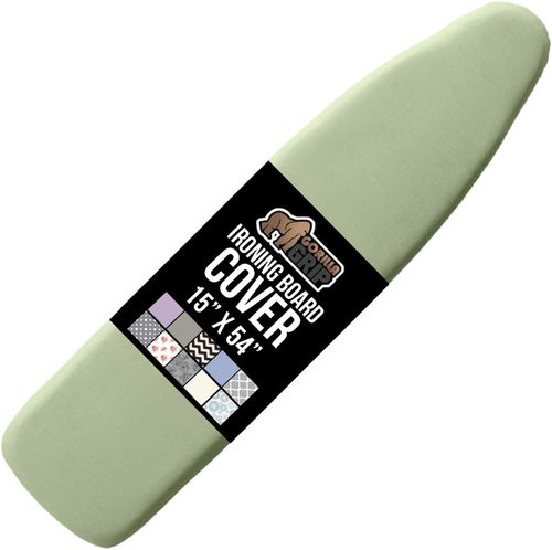 GORILLA GRIP The Original Ironing Board Cover and Pad, Silicone Coating, 400°F Scorch Resistant Thick Padding, Heavy Duty Iron Covers Standard Boards, Hook and Loop Fastener Strap, Sage 15x54