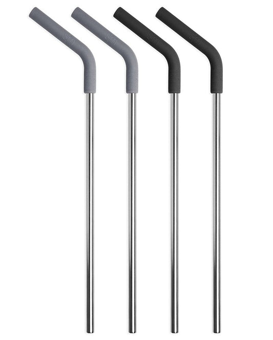 Simple Modern Stainless Steel with Silicone Tipped Reusable Straws | Toxin Free and Waste Reducing Straw for Tumblers and Travel Mugs | Classic Collection | 4 Pack | Assortment - Neutral
