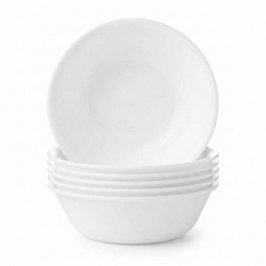 Corelle Vitrelle 6-Piece Soup/Cereal Bowl Set Triple Layer Glass and Chip Resistant, 18-Oz Lightweight Round Bowls, Winter Frost White