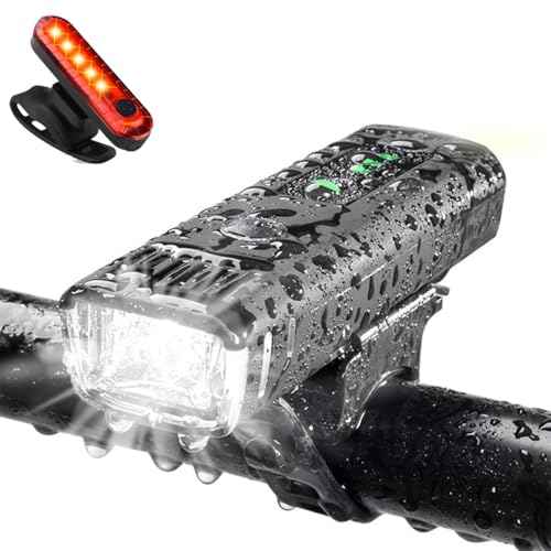 Bicycle Light Bright Bike Lights for Night Riding,Front Bike Light Rechargeable Bike Lights Front and Back,4+4 Modes LED Bike Light USB-C Rechargeable for Commute Road Riding