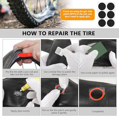 80pcs Bike Tire Repair Kit, Self-Adhesive Bike Tire Patch Kit, Bike Tool Kit with Portable Storage Box and Valve Converter, Bike Repair Kit for Mountain Bikes, Commuter Bikes, Motorcycles