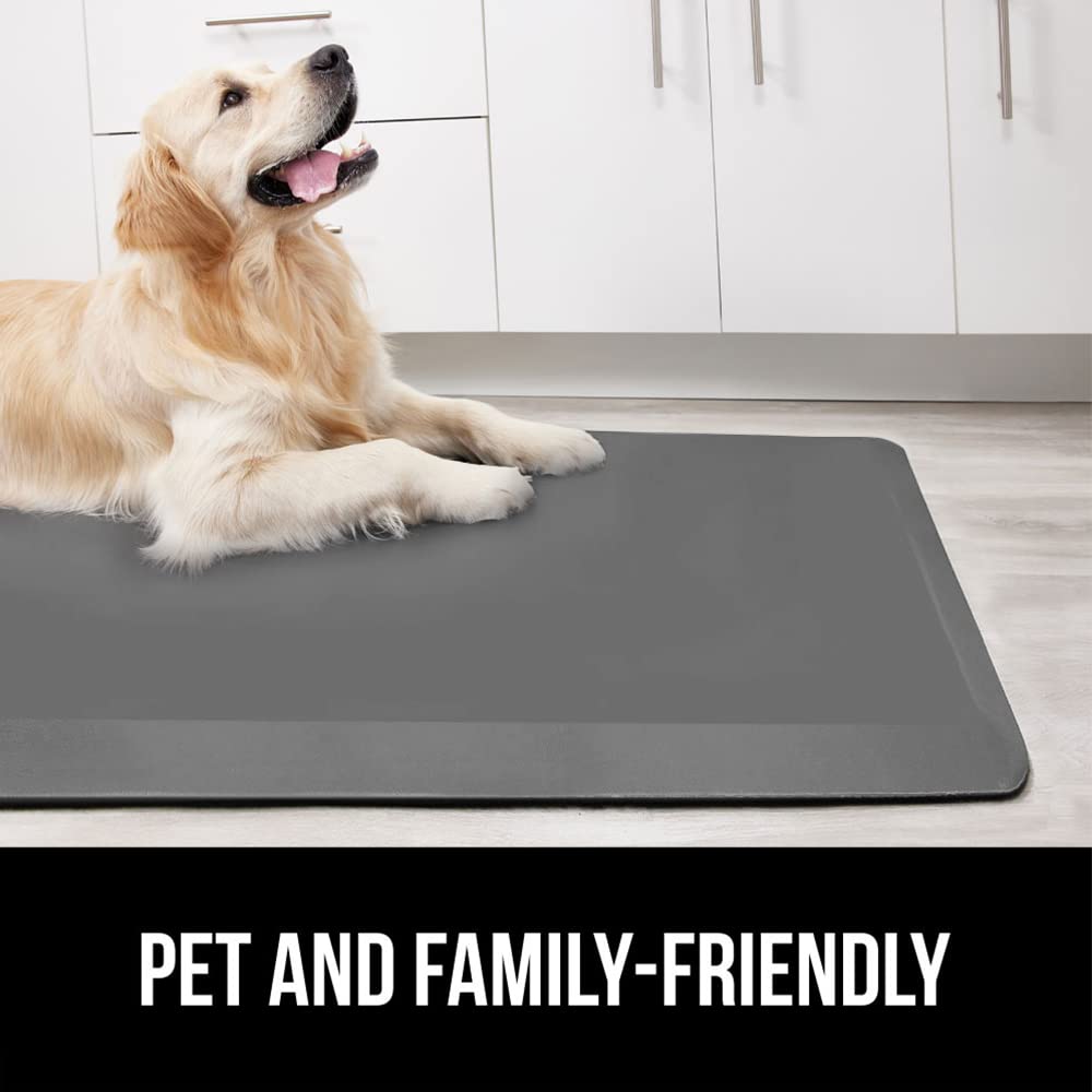 GORILLA GRIP Comfortable Cushioned Kitchen Mats for Floor, 58x20, Waterproof and Stain Resistant Soft Top, 3/4 Inch Thick Ergonomic Standing Desk Anti Fatigue Mat, Foam Supports Ankles and Feet, Grey