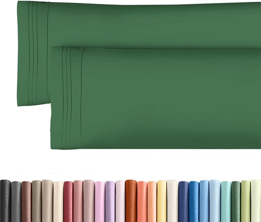 Skiennix Body Pillowcases Set of 2 | Soft 20x54 Long Pillow Covers for Side Sleepers - Wrinkle-Free, Emerald Green
