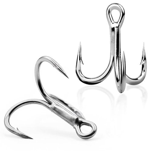 9KM DWLIFE Fishing Treble Hooks 4X High Carbon Steel Triple Hooks Fishing Treble Hooks for Salmon Trout Bluefish Catfish Hooks 10 Pcs Size 16#