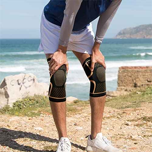 Copper Knee Braces for Men and Women (2 pack) -Knee Supports Copper Compression Knee Sleeve for Knee Pain, Arthritis, Sports and Recovery Support (Large)