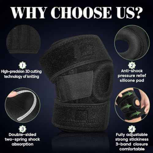 NADUSEP Knee Brace for Men Women, Adjustable Compression Sleeve Wrap Patellar Pad Tendon Knee Support Knee Strap for Running Sport