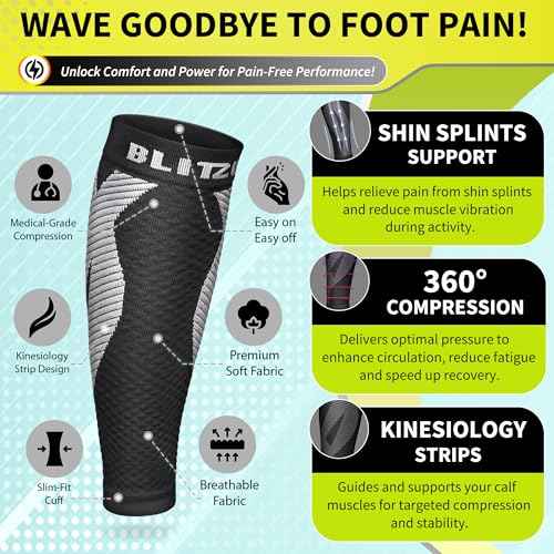 BLITZU Calf Compression Sleeve for Men & Women Footless Compression Socks Support Runners Leg Sleeve Shin Splints Pain Relief