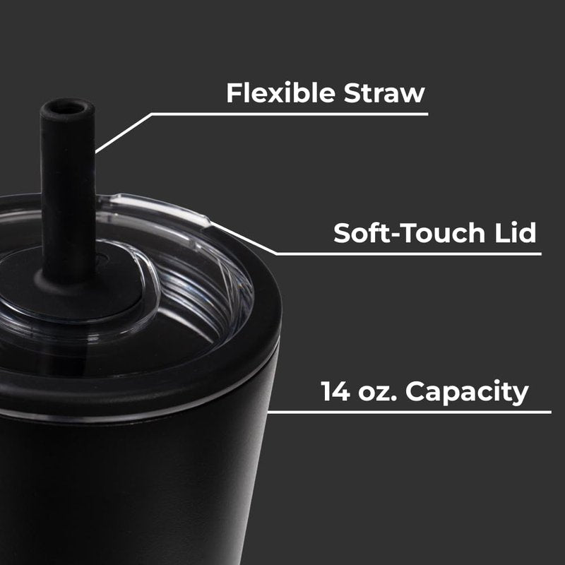 HydroJug Everyday Tumbler 14 oz – Ceramic-Lined Insulated Tumbler with Straw and Soft-Touch Lid, Cup Holder Friendly, Double-Wall Vacuum Insulation, Reusable Travel Cup – Courtyard