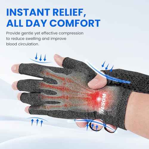 Compression Gloves Arthritis Gloves for Women for Pain,Fingerless Compression Wrap for Hand Pain and Osteoarthritis£¬Anti-Slip£¬Unisex,M,DarkGrey
