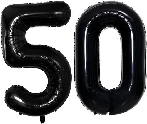 GOER Jumbo 42 Inch Black Foil Balloons - 50th Birthday Party Decorations & Anniversary Celebrations