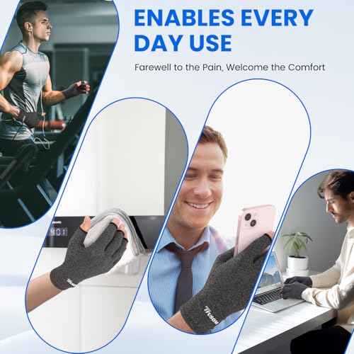 Compression Gloves Arthritis Gloves for Women for Pain,Fingerless Compression Wrap for Hand Pain and Osteoarthritis£¬Anti-Slip£¬Unisex,M,DarkGrey