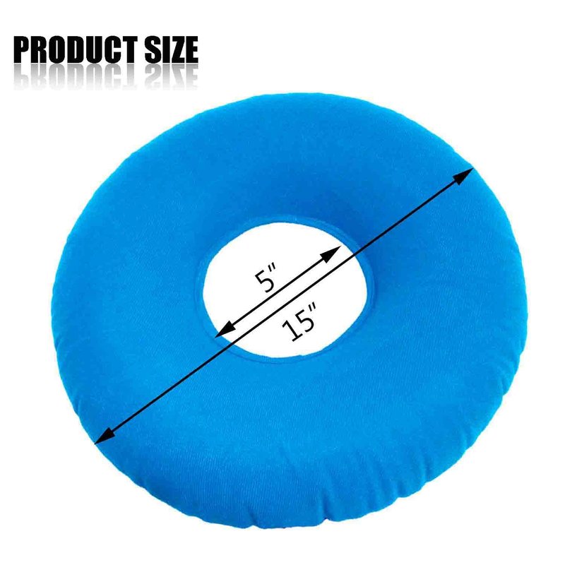 Shineyid 2 Pack Donut Pillow, Inflatable Donut Cushion for Tailbone Pain,Hemorrhoid Seat Cushion, Round Wheelchairs Seat Cushion for Home, Car or Office Chair (15" Dark Blue & Light Blue)