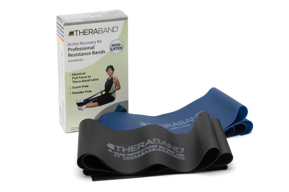 THERABAND Resistance Bands Set - Non-Latex Elastic Exercise Bands for Strength Training & Physical Therapy - Beginner Kit with Yellow, Red, Green