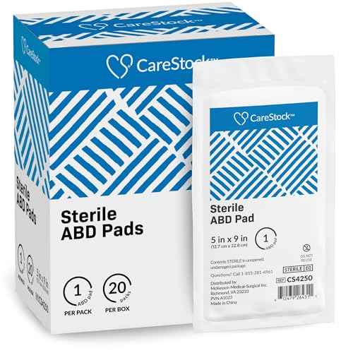 CareStock Abdominal Pads 5x9 in [20-Pack] Sterile ABD Pads, Extra Absorbent, Individually Wrapped, Wound Care First Aid